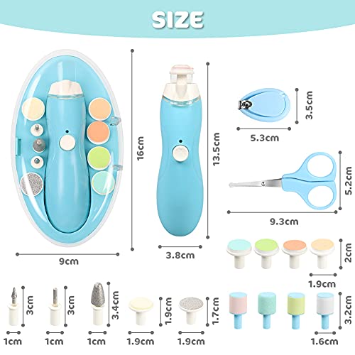 Vicloon Eléctrico Lima de Uñas del Bebé Uñas Bebé Recién Nacido Cortadora de Uñas Eléctrica para Bebés con Luz LED 13 Cabezales de Molienda Segura Recargable para Bebés, Niños Pequeños, Mujeres
