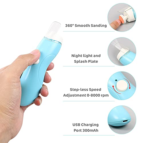 Vicloon Eléctrico Lima de Uñas del Bebé Uñas Bebé Recién Nacido Cortadora de Uñas Eléctrica para Bebés con Luz LED 13 Cabezales de Molienda Segura Recargable para Bebés, Niños Pequeños, Mujeres