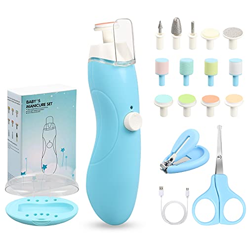 Vicloon Eléctrico Lima de Uñas del Bebé Uñas Bebé Recién Nacido Cortadora de Uñas Eléctrica para Bebés con Luz LED 13 Cabezales de Molienda Segura Recargable para Bebés, Niños Pequeños, Mujeres