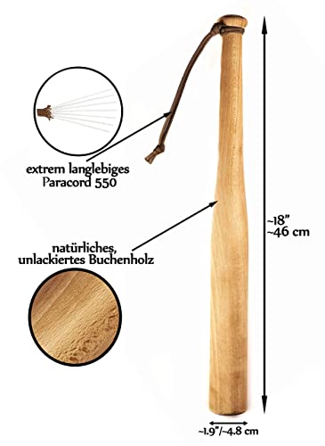 Victorer - Bate de béisbol de Madera Natural con una Correa de Mano Paracord, Defensa Propia, como Regalo o decoración