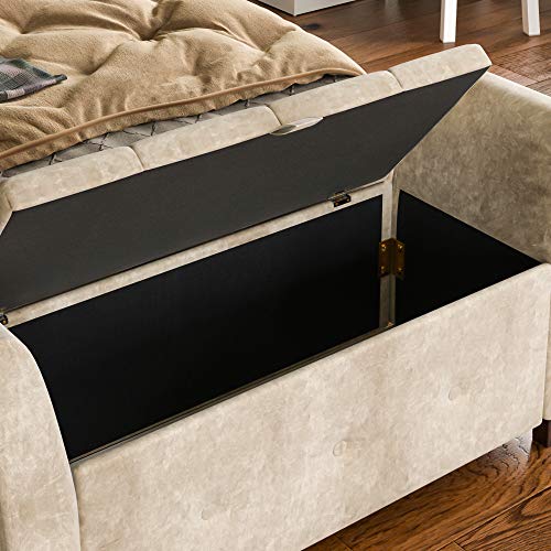Vida Designs, Terciopelo champán, otomana de Sevilla, Tapa de Tela, Asiento, Taburete, Banco de Ventana, Cofre, Caja de Almacenamiento de Juguetes, puf, reposapiés