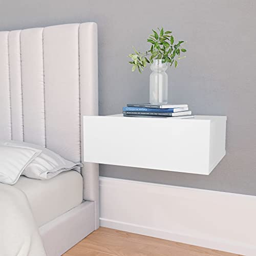 vidaXL 2X Mesita de Noche Flotante Aglomerado Blanco 40x30x15 cm Mesilla Cama