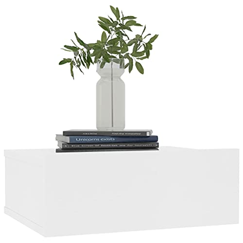 vidaXL 2X Mesita de Noche Flotante Aglomerado Blanco 40x30x15 cm Mesilla Cama