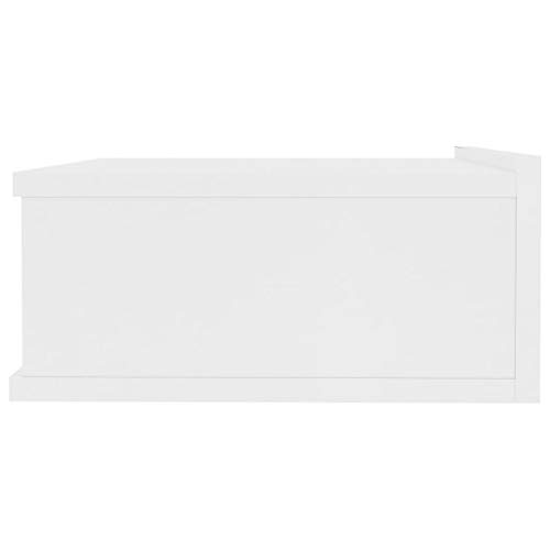 vidaXL 2X Mesita de Noche Flotante Aglomerado Blanco 40x30x15 cm Mesilla Cama