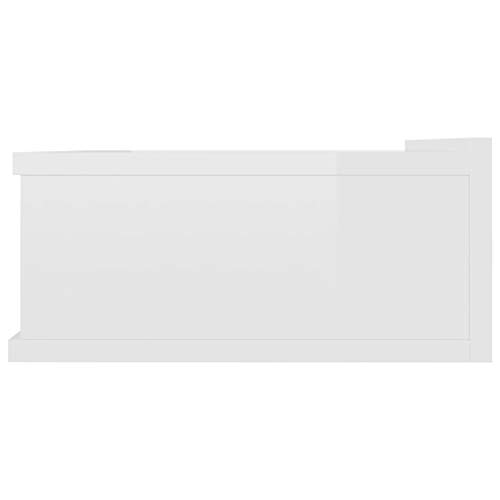 vidaXL 2X Mesita de Noche Flotantes Aglomerado Hogar Elegantes Clásicas Modernas Prácticas Duraderas Resistentes Funcionales Blanco Brillo 40x30x15cm
