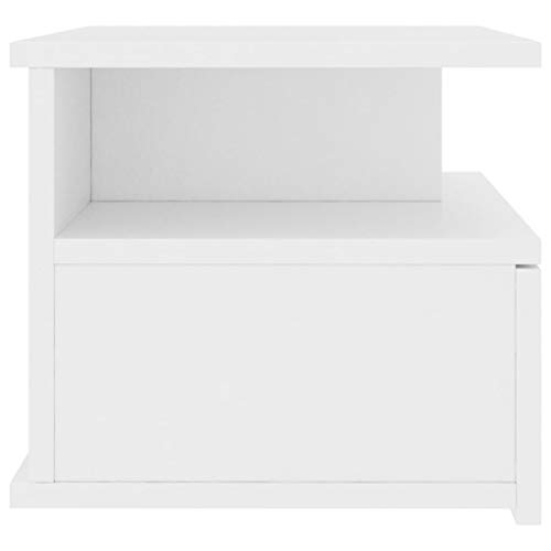 vidaXL 2X Mesitas Noche Flotante Aglomerado Mobiliario Hogar Decoración Diseño Sencillo Elegantes Funcionales Prácticos Compactos Blanca 40x31x27cm