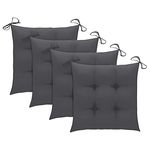 vidaXL 4X Cojines de Silla Asiento Tumbonas Patio Terraza Exterior Acolchado Almohadilla Cómoda Práctico Decoración Tela Gris Antracita 50x50x7 cm