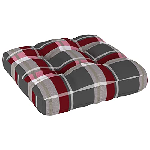 vidaXL Cojín para Sofá de Palets Asiento Silla Respaldo Jardín Patio Balcón Terraza Exterior Suave Decoración Estampado a Cuadros Rojo 50x50x12 cm