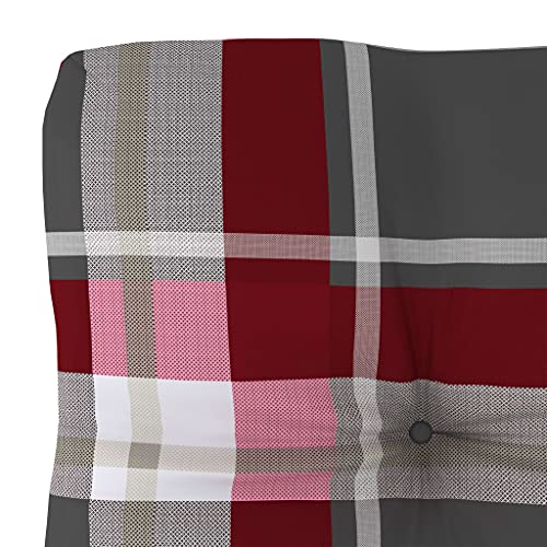 vidaXL Cojín para Sofá de Palets Asiento Silla Respaldo Jardín Patio Balcón Terraza Exterior Suave Decoración Estampado a Cuadros Rojo 50x50x12 cm