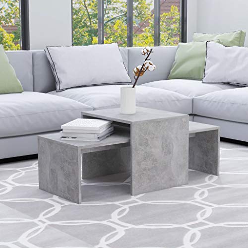 vidaXL Juego de Mesas de Centro Auxiliar Mesita de Salón Lateral Teléfono Té Café de Sofá Hogar Sala de Estar Aglomerado Gris Hormigón 100x48x40 cm