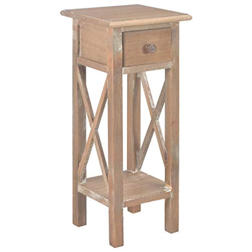 vidaXL Madera Mesa Auxiliar de Salón con Compartimento Sala de Estar Dormitorio Teléfono Abierto Noche Mesita de Café Mesilla Marrón