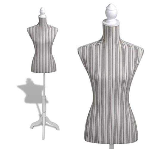 vidaXL Maniquí de Busto Femenino de Señora Lino Marrón y Negro Figura Modista