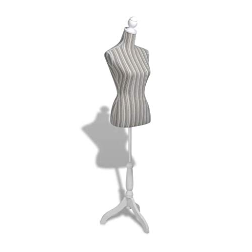vidaXL Maniquí de Busto Femenino de Señora Lino Marrón y Negro Figura Modista