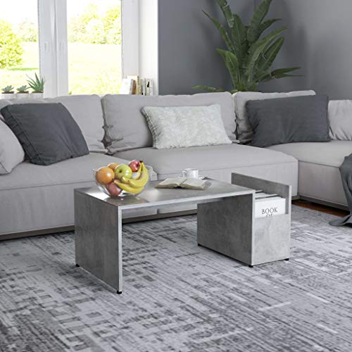 vidaXL Mesa de Centro Auxiliar Mesita de Salón Lateral para Teléfono Té Café de Sofá Hogar Sala de Estar de Aglomerado Gris Hormigón 90x45x35 cm