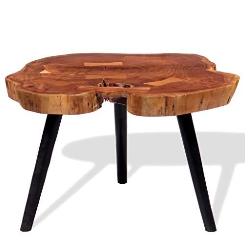 vidaXL Mesa de Centro Tronco Madera Maciza de Acacia (55-60) x40 cm Auxiliar Bar