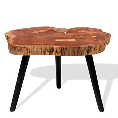 vidaXL Mesa de Centro Tronco Madera Maciza de Acacia (55-60) x40 cm Auxiliar Bar