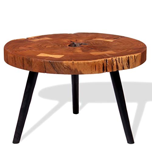 vidaXL Mesa de Centro Tronco Madera Maciza de Acacia (55-60) x40 cm Auxiliar Bar