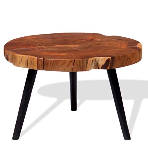 vidaXL Mesa de Centro Tronco Madera Maciza de Acacia (55-60) x40 cm Auxiliar Bar