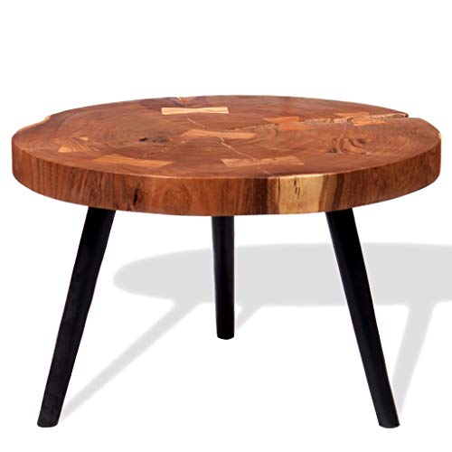 vidaXL Mesa de Centro Tronco Madera Maciza de Acacia (55-60) x40 cm Auxiliar Bar