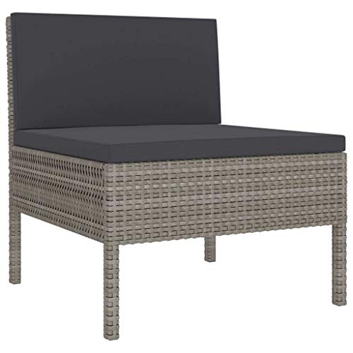 vidaXL Set de Muebles de Jardín 6 Piezas y Cojines Butaca Asiento Exterior Patio Elástica Estable Duradera Salón Sofá Ratán Sintético Gris