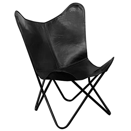 vidaXL Silla Mariposa de Cuero Verdadero Marrón BFK Butterfly Cómodo Asiento