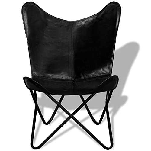 vidaXL Silla Mariposa de Cuero Verdadero Marrón BFK Butterfly Cómodo Asiento