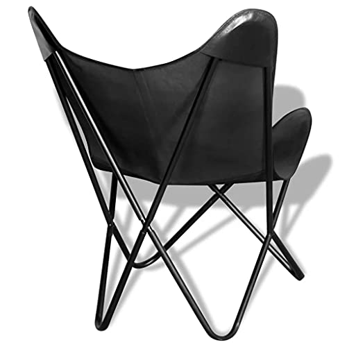 vidaXL Silla Mariposa de Cuero Verdadero Marrón BFK Butterfly Cómodo Asiento