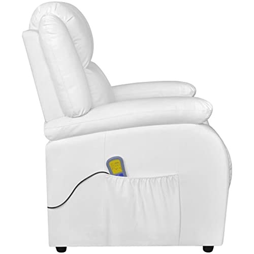 vidaXL Sillón de Masaje Eléctrico Ajustable Cuero Artificial Crema Sofá Salón