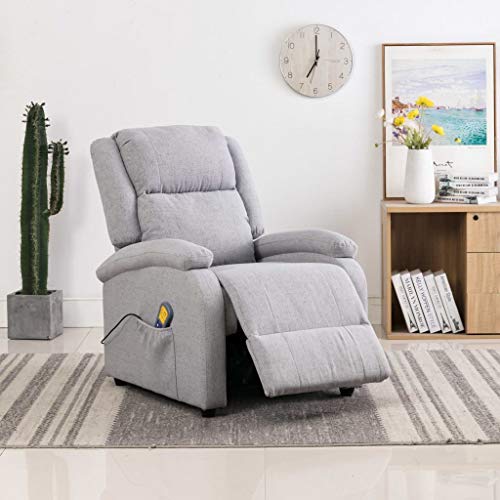vidaXL Sillón de masaje reclinable de tela gris claro
