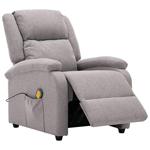 vidaXL Sillón de masaje reclinable de tela gris claro