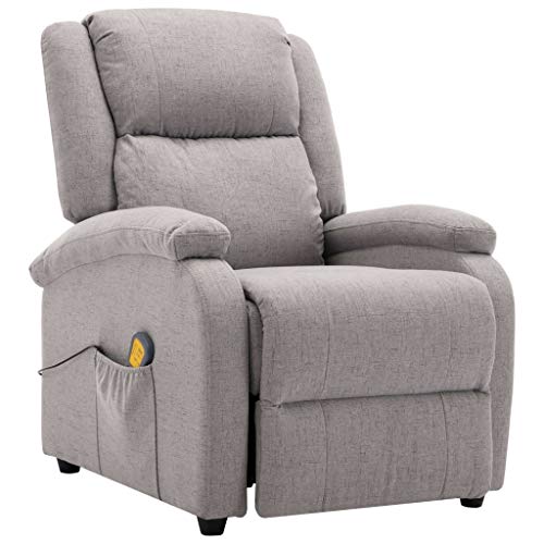 vidaXL Sillón de masaje reclinable de tela gris claro