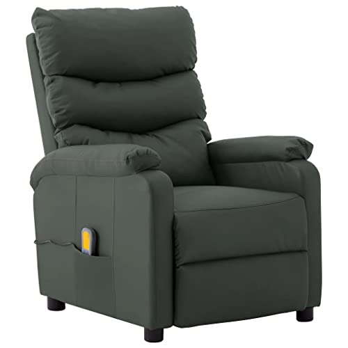 vidaXL Sillón de Masaje Reclinable Eléctricas Silla TV Shiatsu Relax Mueble Balanceador Elevador Ergonómico Cómoda Calor Cuero Sintético Gris