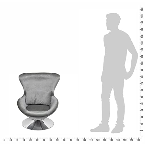 vidaXL Sillón Giratorio con Cojín Forma de Huevo Plateado Asiento Silla Salón