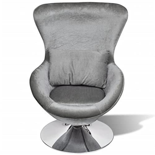 vidaXL Sillón Giratorio con Cojín Forma de Huevo Plateado Asiento Silla Salón