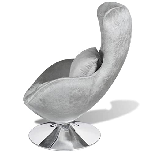 vidaXL Sillón Giratorio con Cojín Forma de Huevo Plateado Asiento Silla Salón