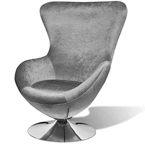 vidaXL Sillón Giratorio con Cojín Forma de Huevo Plateado Asiento Silla Salón