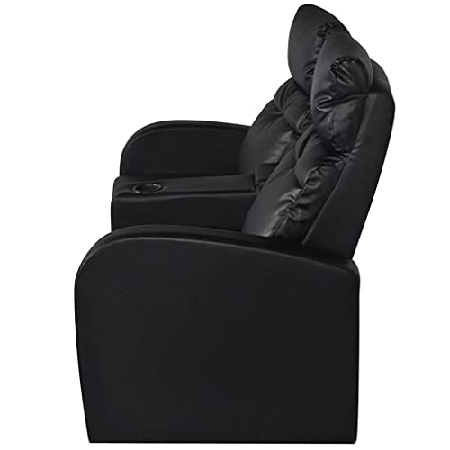 vidaXL Sillón Negro reclinable tapizado Cuero Artificial 2 plazas Cinema casa