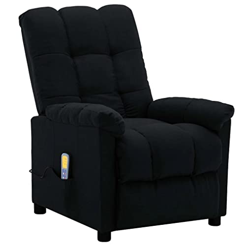 vidaXL Sillón Reclinable TV Masaje con Reposapiés Respaldo Ajustable Silla Asiento Salón Relax Mueble Elevador Ergonómico Cómoda de Tela Crema