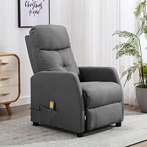 vidaXL Sillón Reclinable TV Reposapiés Respaldo Ajustable Silla Asiento Salón Oficina Relax Mueble Elevador Ergonómico Cómoda de Tela Gris Claro