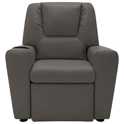vidaXL Sillón TV Reclinable Respaldo Ajustable Reposapiés Silla Asiento Salón Oficina Muebles Relajante Ergonómico Cuero Sintético Gris