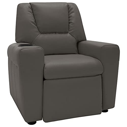 vidaXL Sillón TV Reclinable Respaldo Ajustable Reposapiés Silla Asiento Salón Oficina Muebles Relajante Ergonómico Cuero Sintético Gris