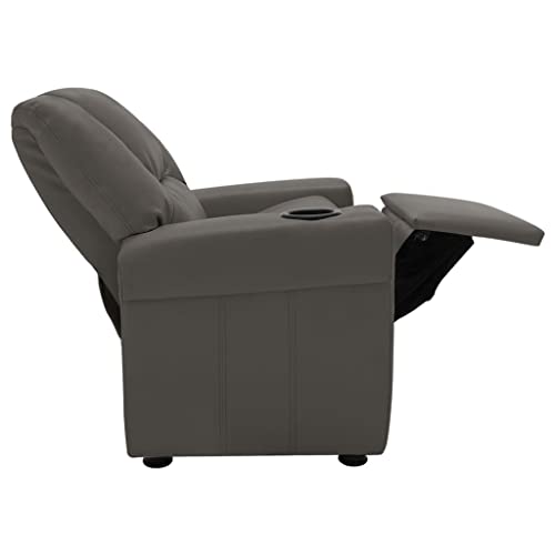 vidaXL Sillón TV Reclinable Respaldo Ajustable Reposapiés Silla Asiento Salón Oficina Muebles Relajante Ergonómico Cuero Sintético Gris