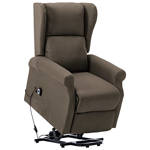 vidaXL Sillón TV Sistema de Elevación Reclinable Silla Levantapersonas Relax Mueble Balanceador Elevador Ergonómico Cómoda Tela Gris Taupe