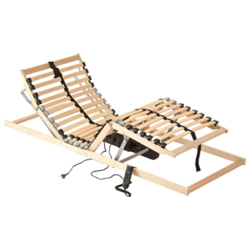vidaXL Somier de Láminas Eléctrico 28 Láminas 7 Regiones Base Estructura de Cama Laminado Dormitorio Ajustable Robusto Duradero 80x200 cm