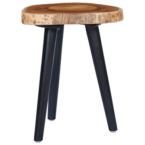 vidaXL Teca Mesa Centro Madera Maciza Estilo Industrial Vintage Retro Diseño Rústico Moderno Mesita Auxiliar Baja 3 Patas Sofá Salón Marrón Negro