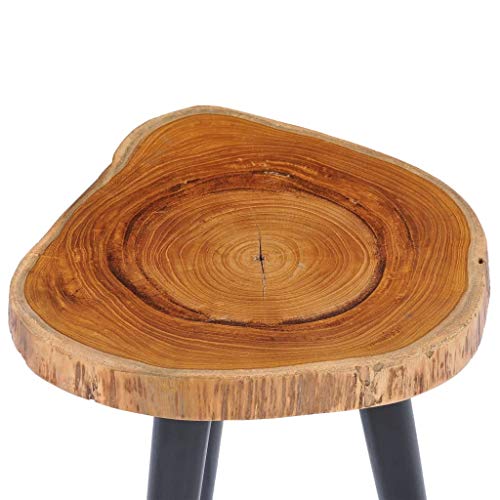 vidaXL Teca Mesa Centro Madera Maciza Estilo Industrial Vintage Retro Diseño Rústico Moderno Mesita Auxiliar Baja 3 Patas Sofá Salón Marrón Negro
