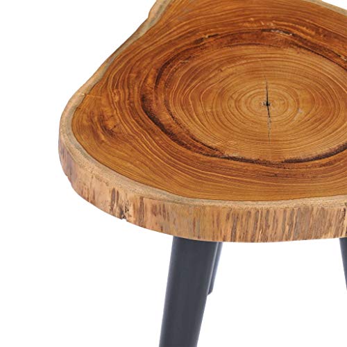 vidaXL Teca Mesa Centro Madera Maciza Estilo Industrial Vintage Retro Diseño Rústico Moderno Mesita Auxiliar Baja 3 Patas Sofá Salón Marrón Negro