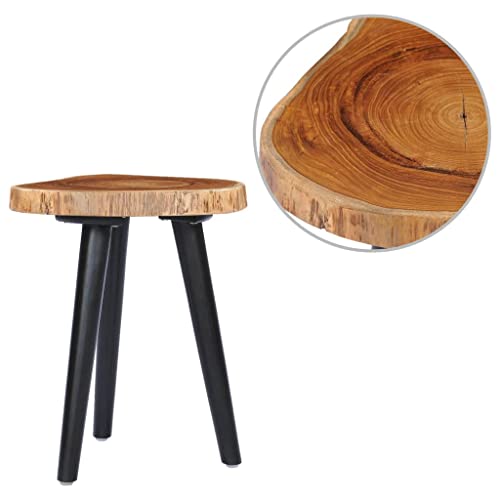 vidaXL Teca Mesa Centro Madera Maciza Estilo Industrial Vintage Retro Diseño Rústico Moderno Mesita Auxiliar Baja 3 Patas Sofá Salón Marrón Negro
