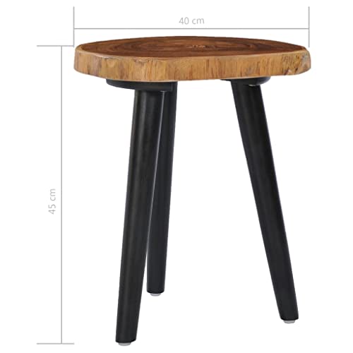 vidaXL Teca Mesa Centro Madera Maciza Estilo Industrial Vintage Retro Diseño Rústico Moderno Mesita Auxiliar Baja 3 Patas Sofá Salón Marrón Negro