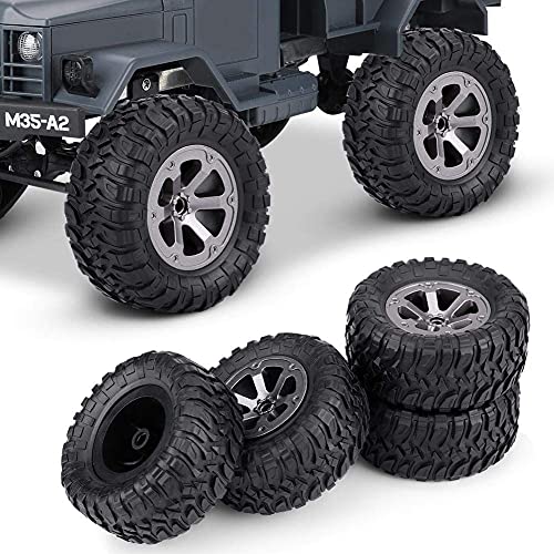 VIFERR RC Crawler Neumáticos, 4 Piezas 1:16 Neumáticos de orugas Neumáticos de Goma para Control Remoto Militaty Car Reemplazo de neumáticos